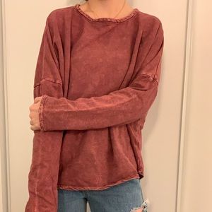 Maroon cozy sweat shirt cutout in upper back!
